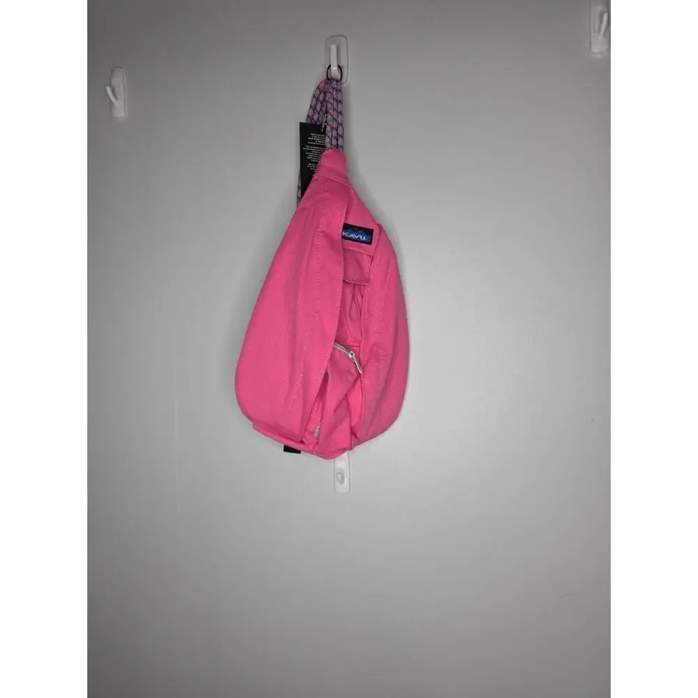 KAVU Rope Bag Pink Sling Crossbody Backpack 100% Cotton NWT